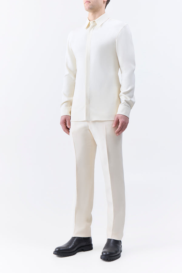 Gabriela Hearst Nicolas Shirt In Ivory Silk Wool Cady