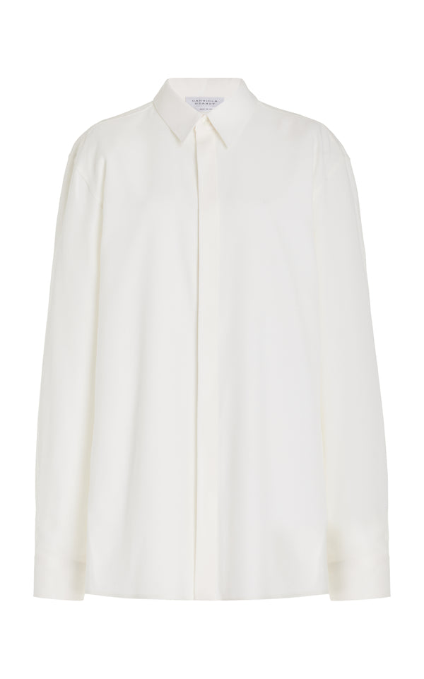 gabriela hearst Nicolas Shirt in Ivory Silk Wool Cady