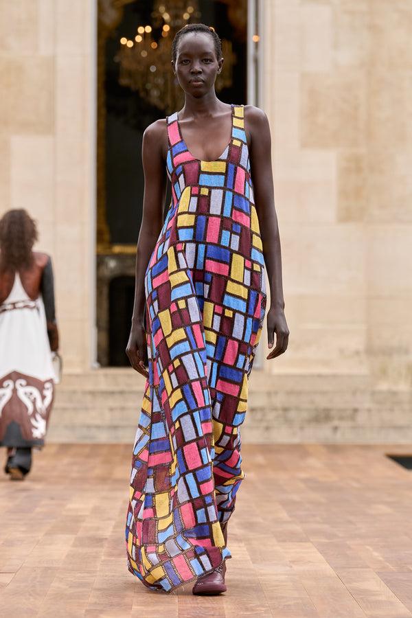 Gabriela Hearst Niki Patchwork Embroidered Maxi Dress In Aurora Multi Linen
