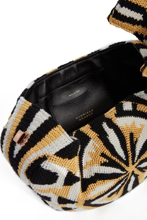 Gabriela Hearst Nina Bag In Gold Black & Ivory Crochet