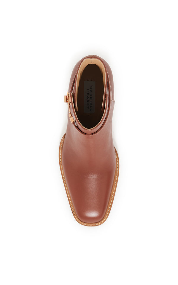 Gabriela Hearst Nina Clasp Ankle Boot In Cognac Leather