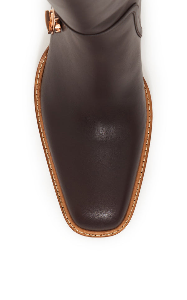 Gabriela Hearst Nina Clasp Tall Boot In Dark Chocolate Leather