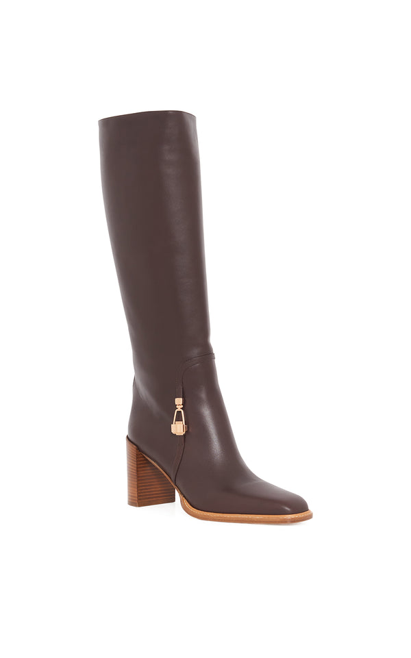 Gabriela Hearst Nina Clasp Tall Boot In Dark Chocolate Leather