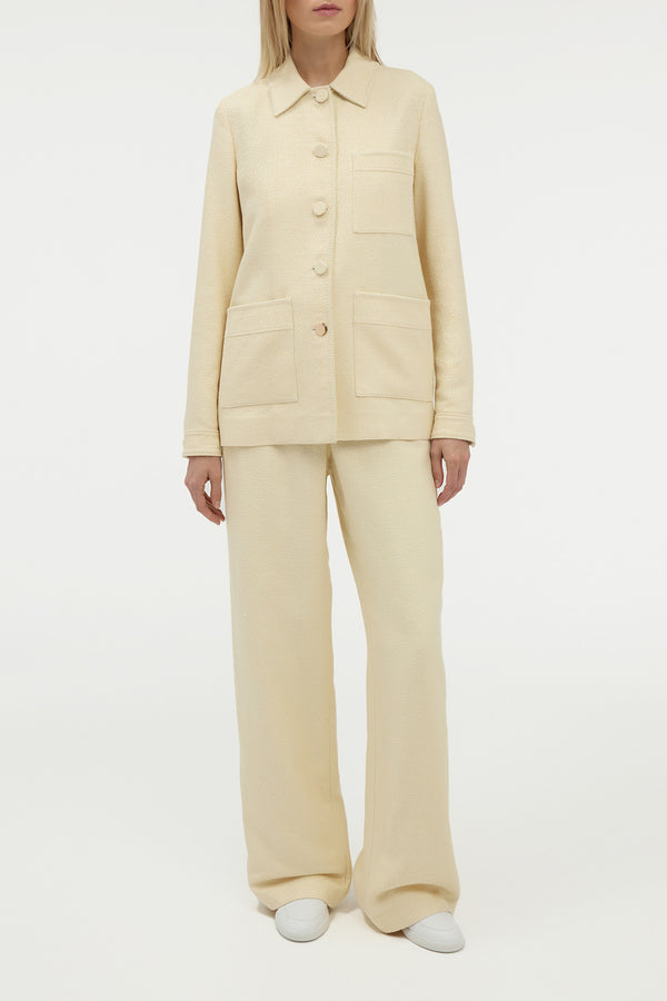 Gabriela Hearst Norman Wide-leg Pant In Ivory Silk Tweed