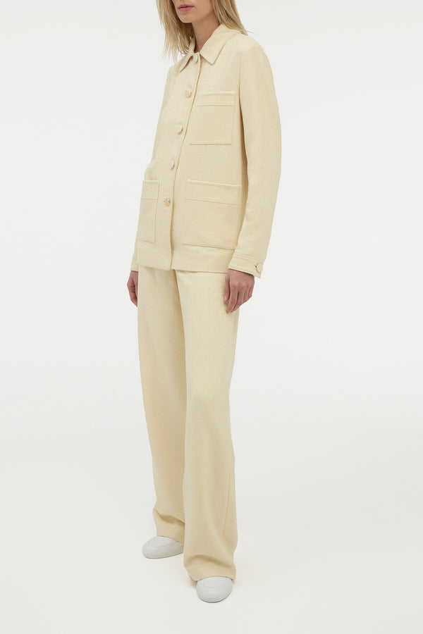 Gabriela Hearst Norman Wide-leg Pant In Ivory Silk Tweed
