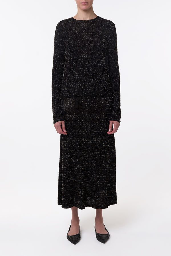 Gabriela Hearst Pan Knit Maxi Skirt In Black & Gold Beaded Cashmere