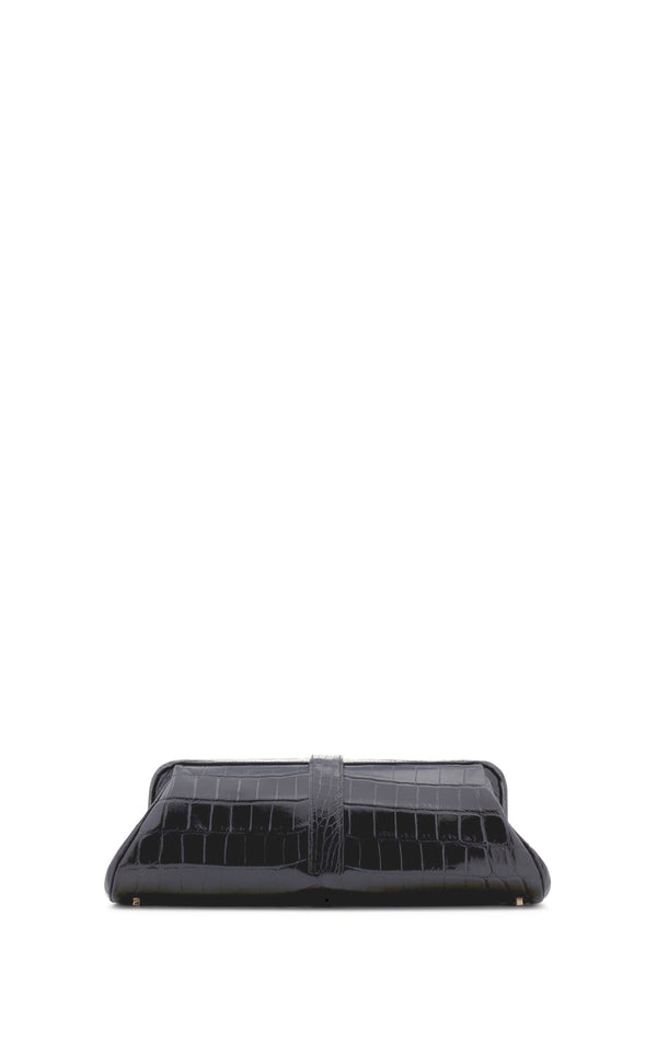 Gabriela Hearst Paola Clutch In Black Crocodile Leather