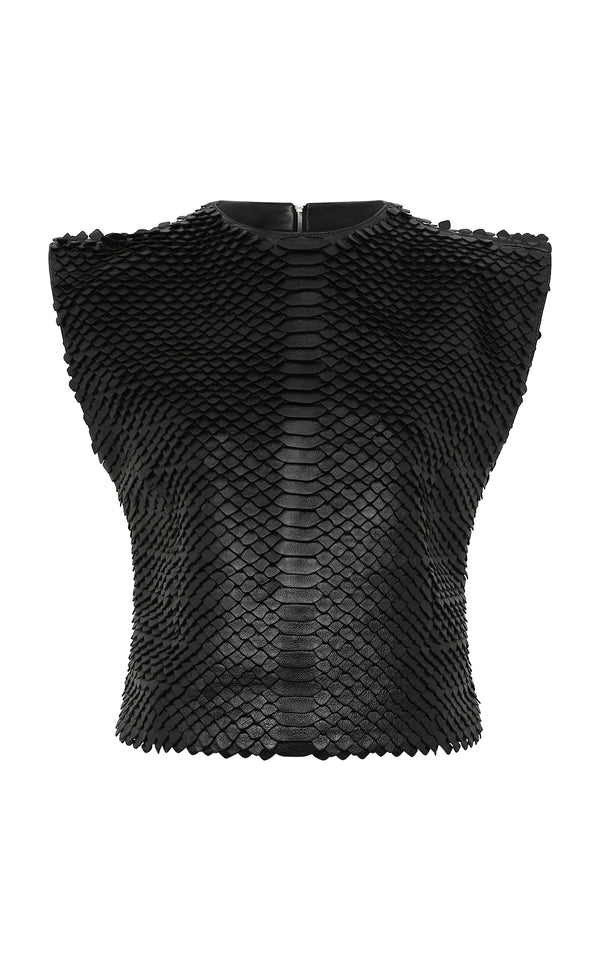 gabriela hearst Pardee Jacket in Black Leather Snake Scales