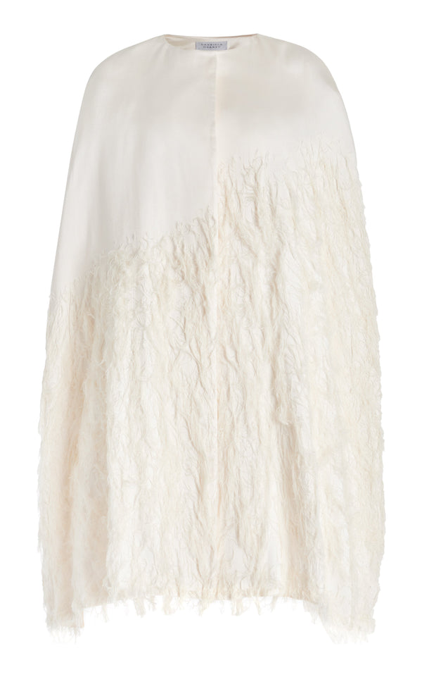 gabriela hearst Pauli Feather Cape in Ivory Silk Satin