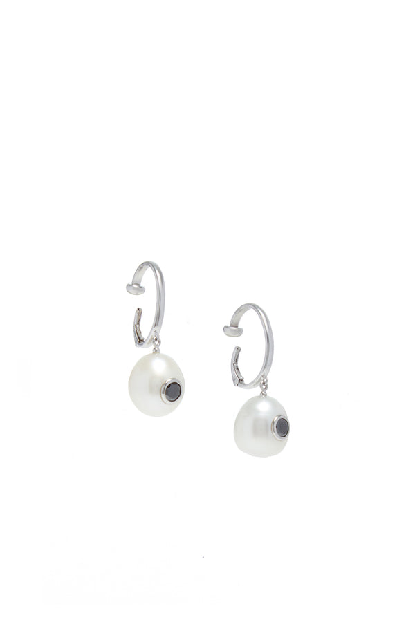 gabriela hearst Pearl Earrings with Platinum & Black Diamonds