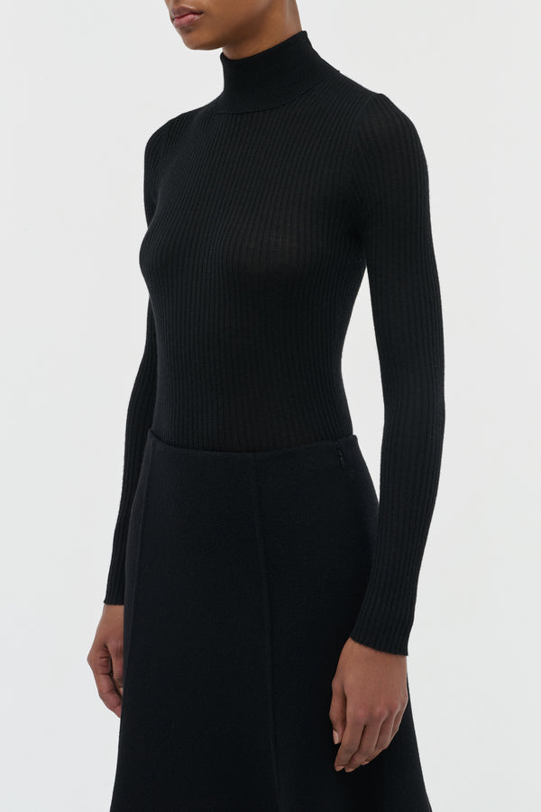 Gabriela Hearst Peppe Knit Turtleneck In Black Cashmere Silk
