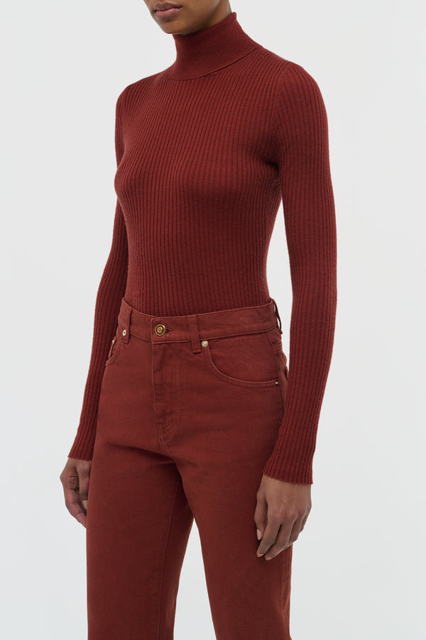 Gabriela Hearst Peppe Knit Turtleneck In Burnt Sienna Cashmere Silk