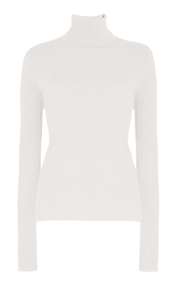gabriela hearst Peppe Knit Turtleneck in Ivory Cashmere Silk