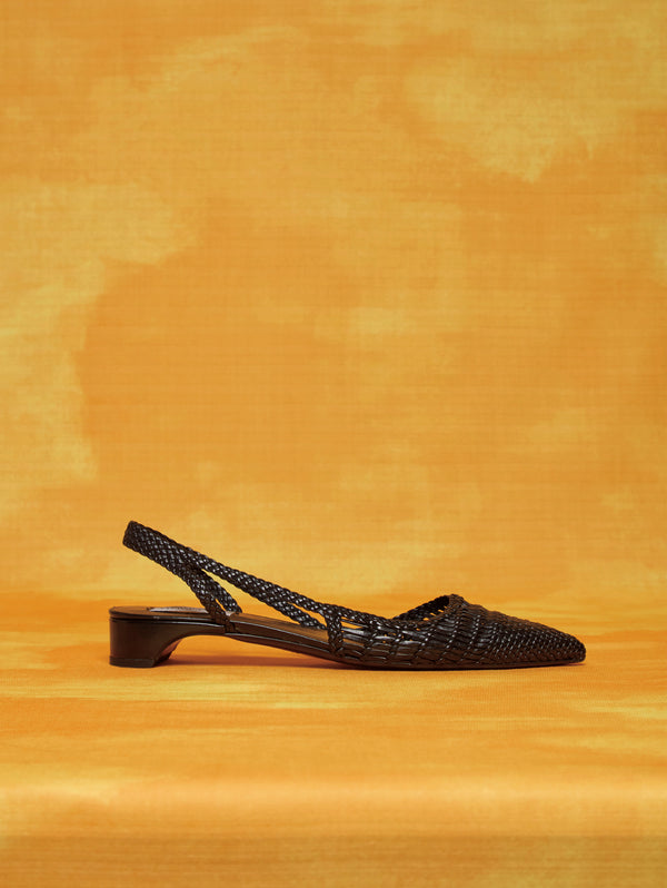 Gabriela Hearst Perro Braided Slingback Shoe In Black Leather