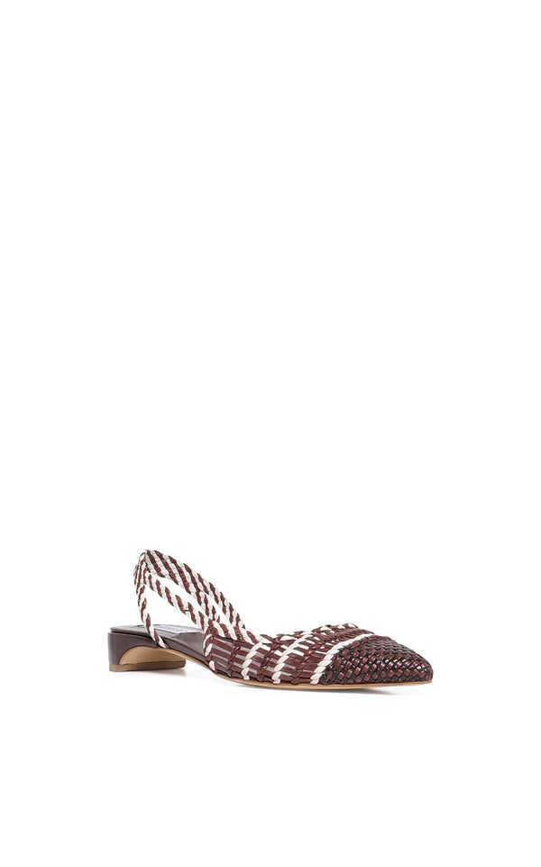 Gabriela Hearst Perro Braided Slingback Shoe In Chocolate Multi Leather