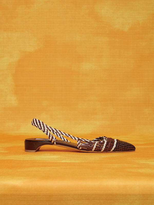 Gabriela Hearst Perro Braided Slingback Shoe In Chocolate Multi Leather