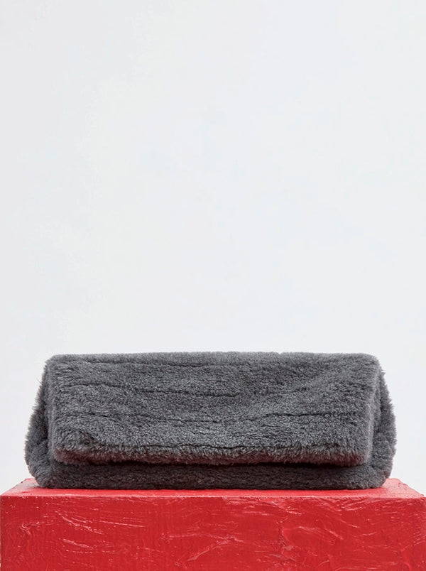 Gabriela Hearst Phoebe Clutch In Dark Grey Virgin Wool Silk Cashmere Fur