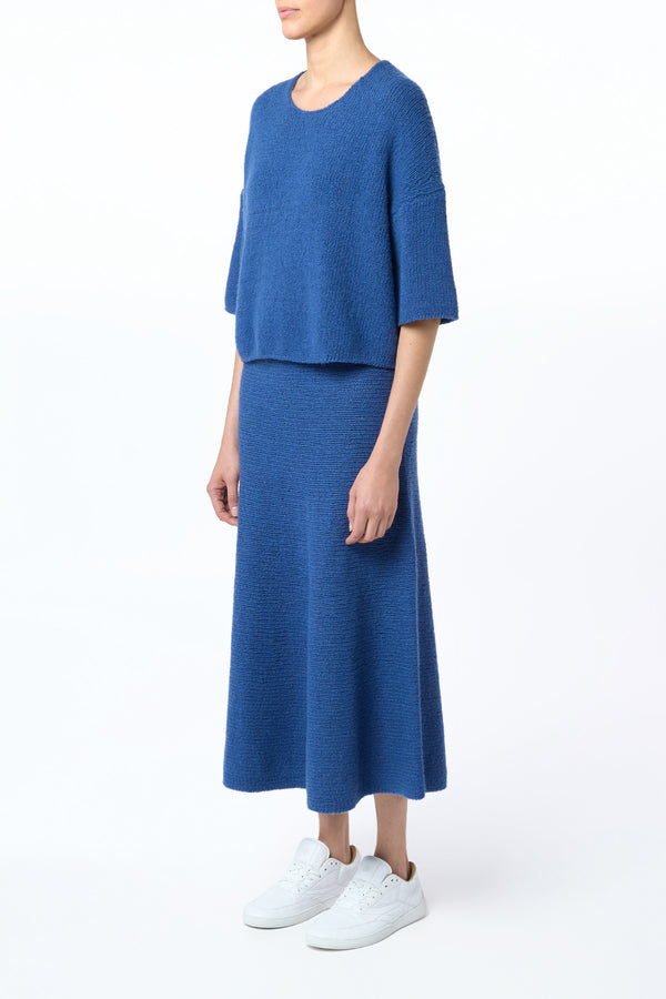 Gabriela Hearst Pomona Cropped Knit T-Shirt In Dark Blue Denim Cashmere