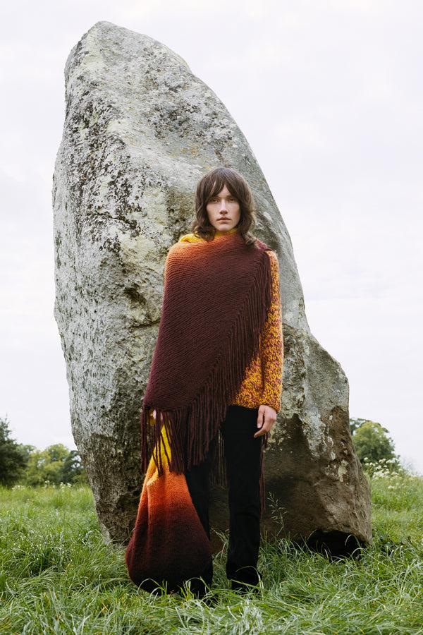 Gabriela Hearst Poros Knit Sweater In Cadmium Yellow Spice & Bordeaux Cashmere