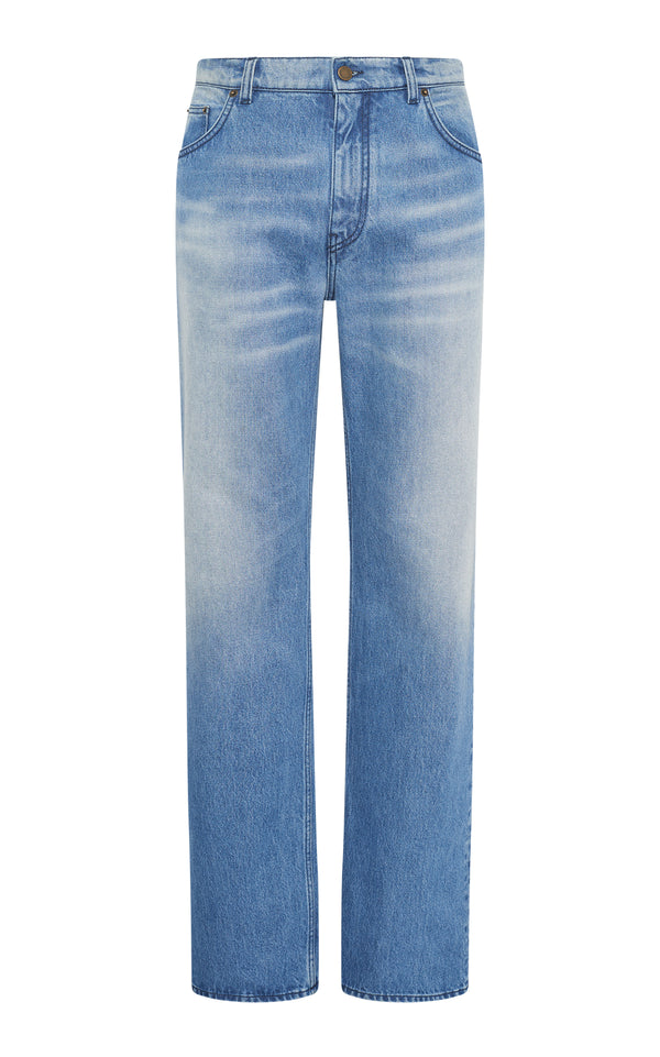 gabriela hearst Rey Straight-leg Five Pocket Pant in Uruguayan Blue Recycled Cotton Denim