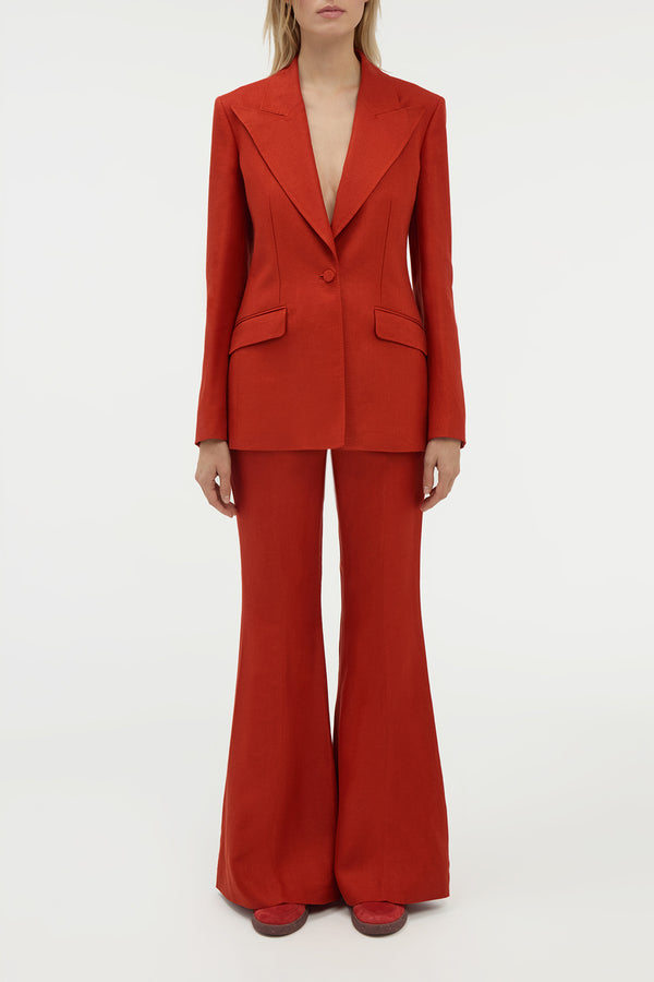 Gabriela Hearst Rhein Flare Pant In Antelope Orange Linen Twill
