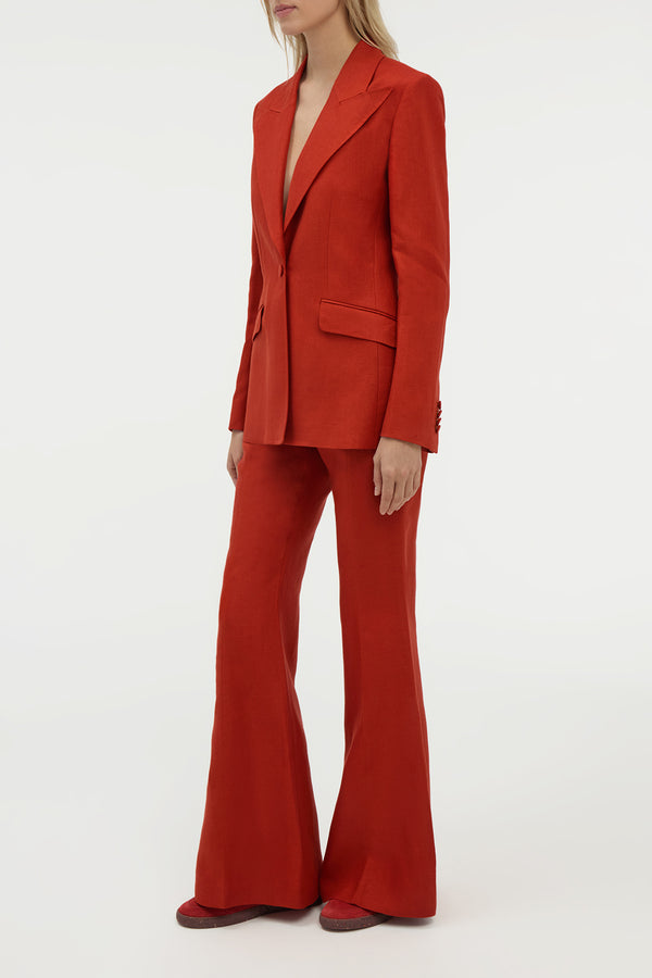 Gabriela Hearst Rhein Flare Pant In Antelope Orange Linen Twill