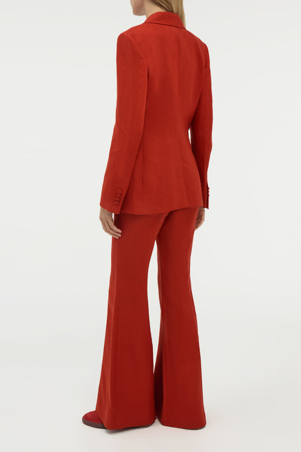 Gabriela Hearst Rhein Flare Pant In Antelope Orange Linen Twill