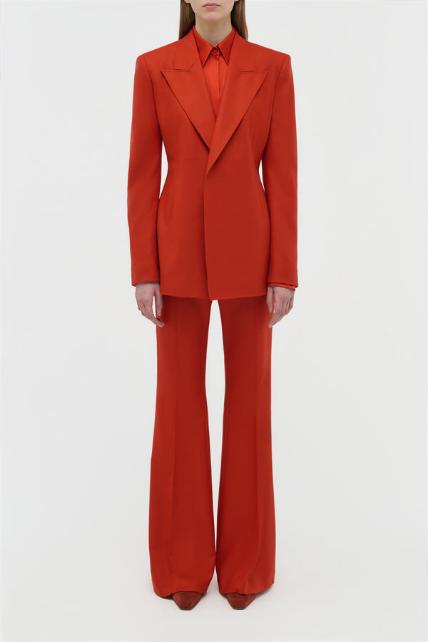 Gabriela Hearst Rhein Flare Pant In Antelope Orange Wool Cashmere Flannel