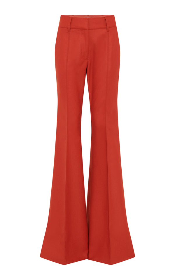 gabriela hearst Rhein Flare Pant in Antelope Orange Wool Cashmere Flannel