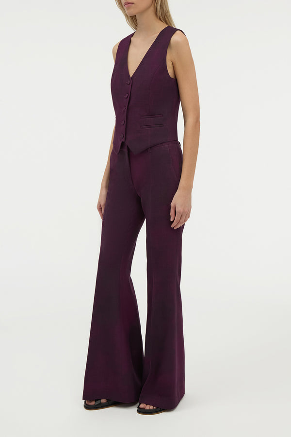Gabriela Hearst Rhein Flare Pant In Bordeaux Virgin Wool
