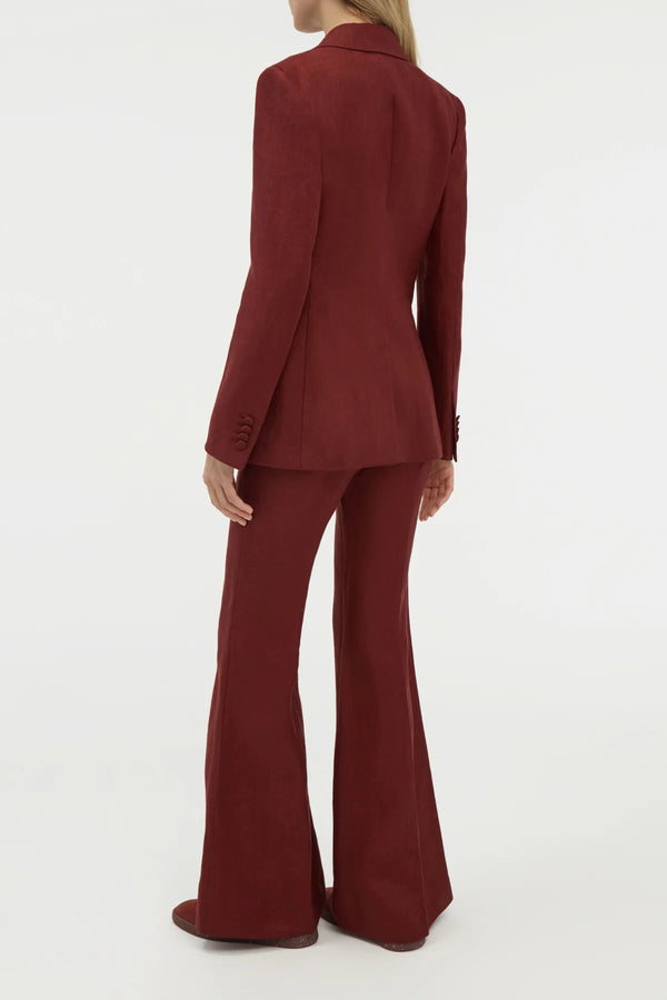 Gabriela Hearst Rhein Flare Pant In Burnt Sienna Linen Twill