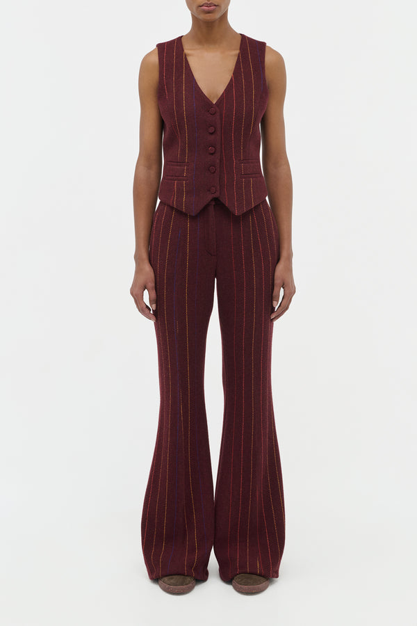 Gabriela Hearst Rhein Flare Pant In Burnt Sienna Multi Wool Cashmere