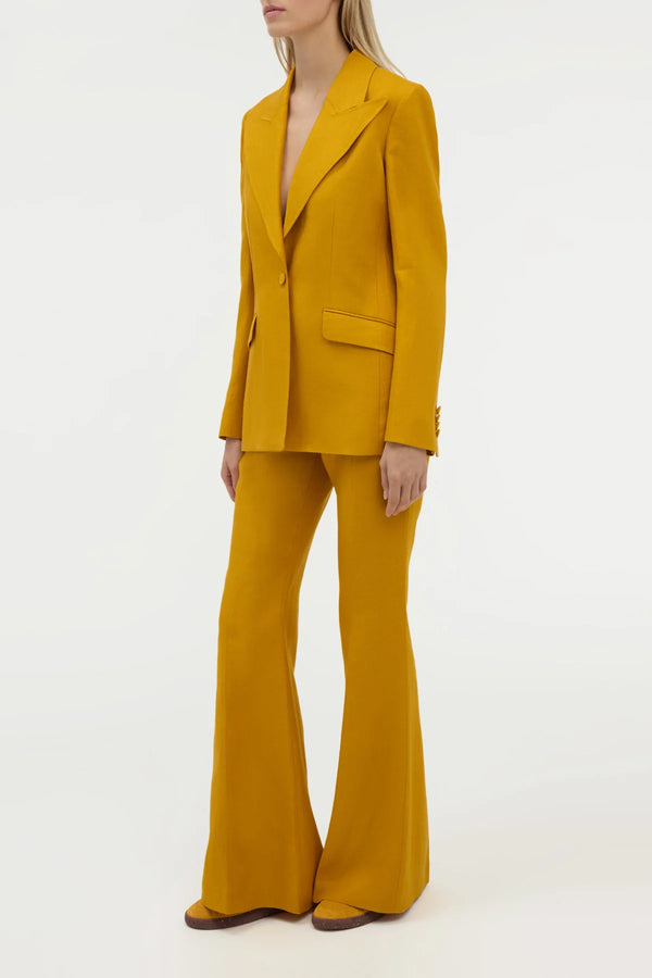Gabriela Hearst Rhein Flare Pant In Golden Birch Linen Twill