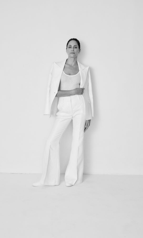 Gabriela Hearst Rhein Flare Pant In Ivory Linen Twill