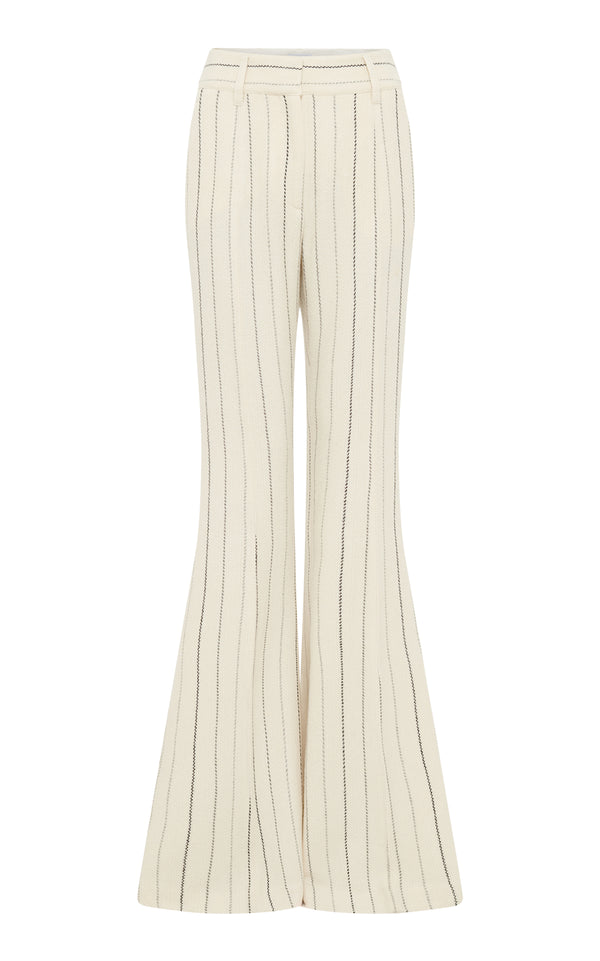 gabriela hearst Rhein Flare Pant in Ivory Multi Pinstripe Wool Cashmere