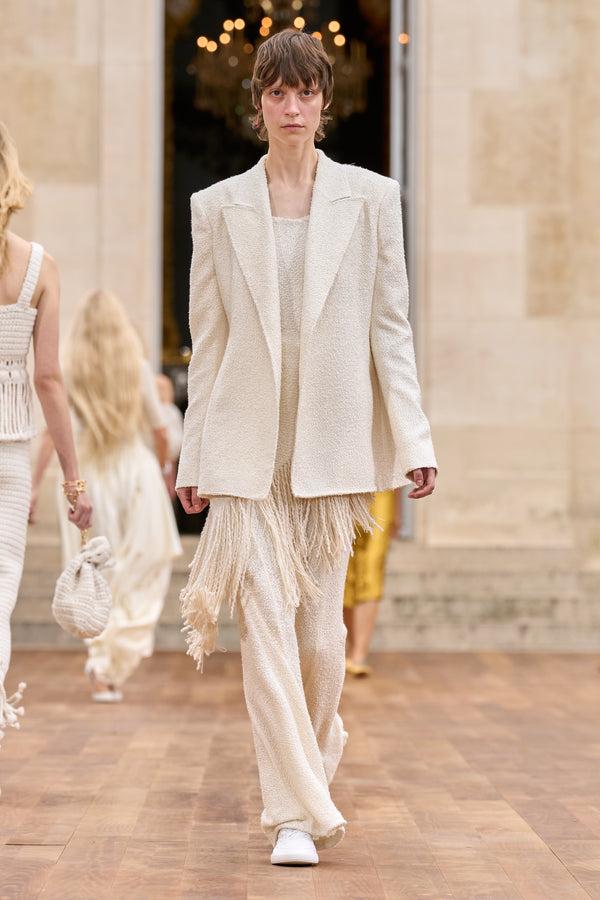 Gabriela Hearst Rhein Flare Pant In Ivory Silk Boucle