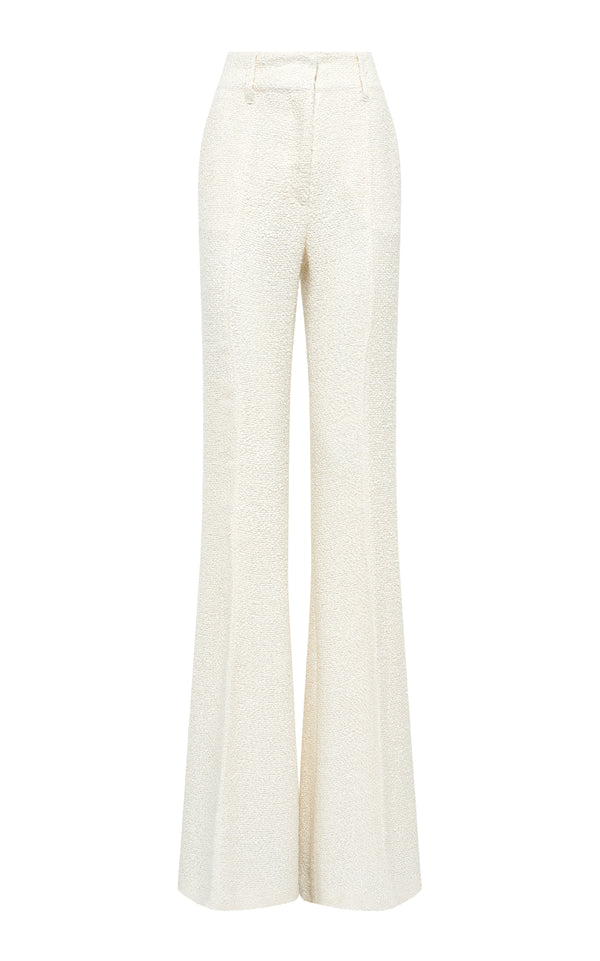 gabriela hearst Rhein Flare Pant in Ivory Silk Boucle