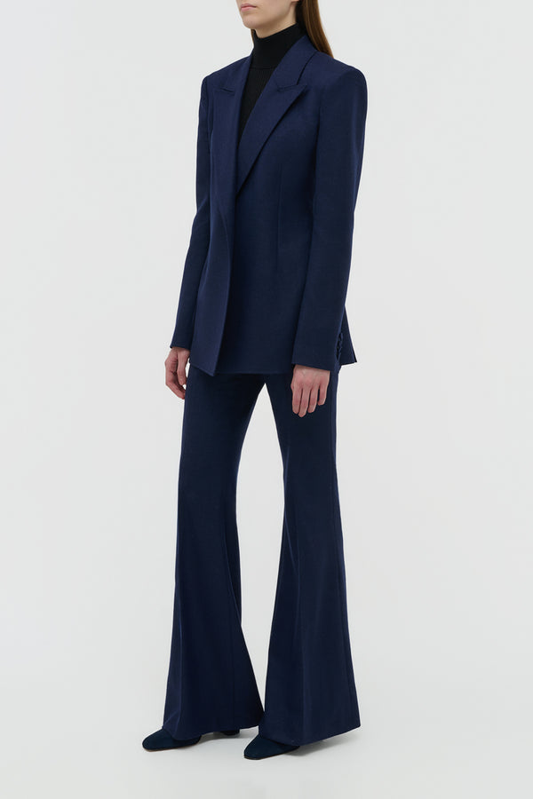 Gabriela Hearst Rhein Flare Pant In Navy Wool Cashmere Flannel