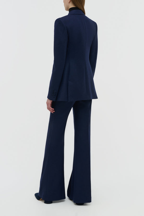 Gabriela Hearst Rhein Flare Pant In Navy Wool Cashmere Flannel