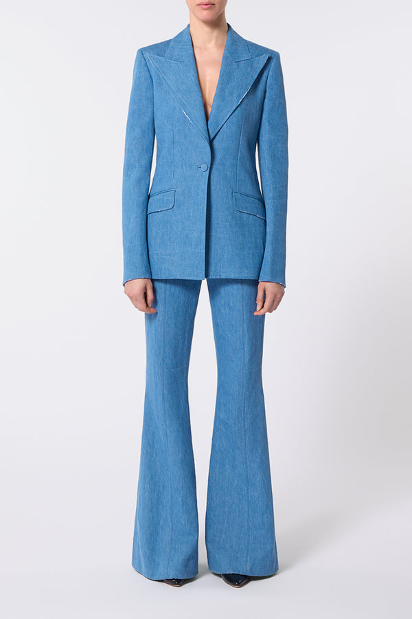 Gabriela Hearst Rhein Pant In Light Blue Recycled Cotton Linen Denim
