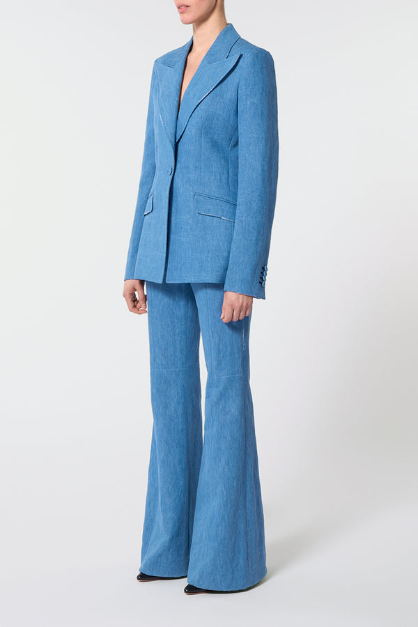 Gabriela Hearst Rhein Pant In Light Blue Recycled Cotton Linen Denim