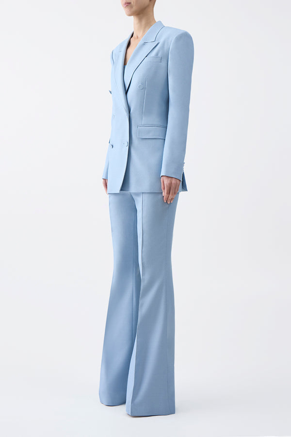 Gabriela Hearst Rhein Pant In Stone Blue Silk Virgin Wool