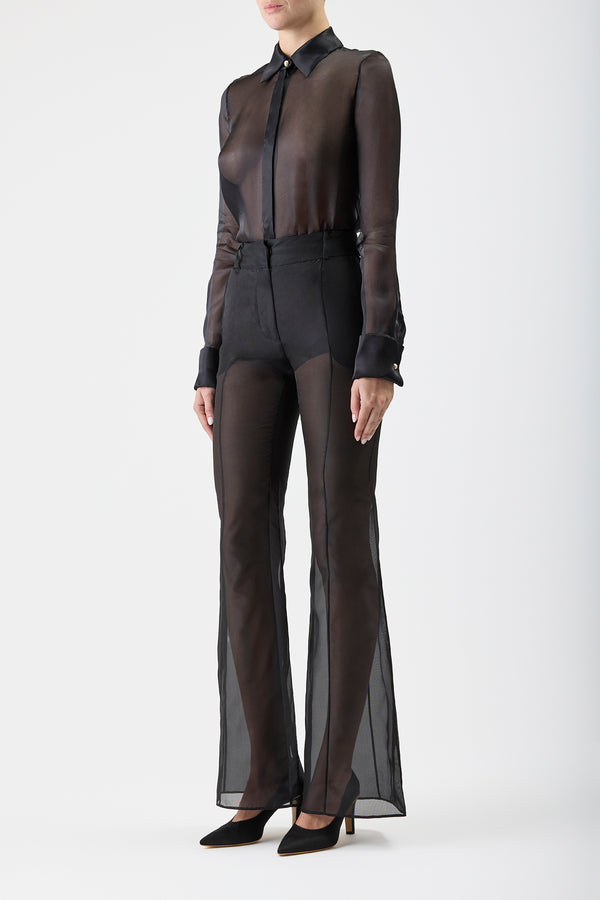 Gabriela Hearst Rhein Sheer Pant In Black Silk Organza