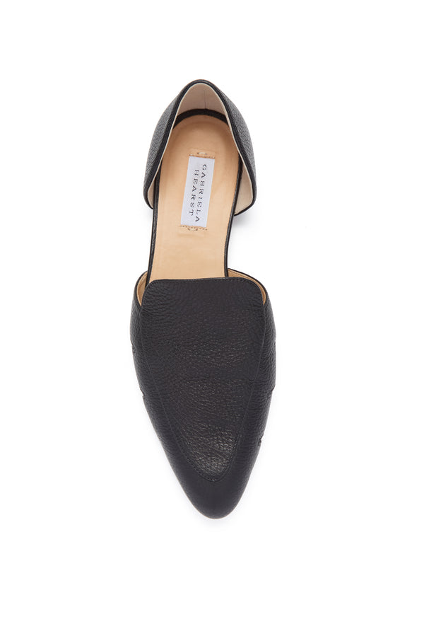 Gabriela Hearst Rory Flat Shoe In Black Textured Leather