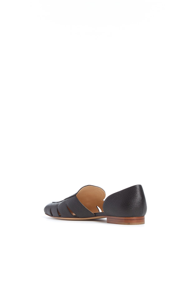 Gabriela Hearst Rory Flat Shoe In Black Textured Leather