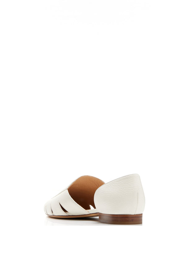 Gabriela Hearst Rory Flat Shoe In Cream Textured Leather