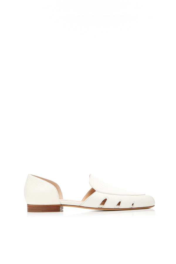 gabriela hearst Rory Flat Shoe in Cream Textured Leather