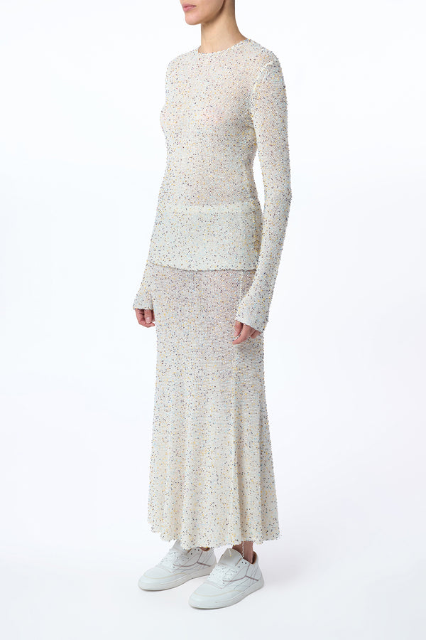 Gabriela Hearst Sabine Knit Maxi Skirt In Ivory Multi Beaded Cashmere