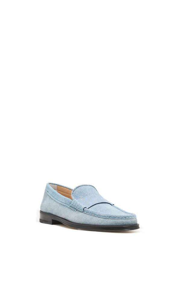 Gabriela Hearst Seren Loafer In Light Blue Suede Denim