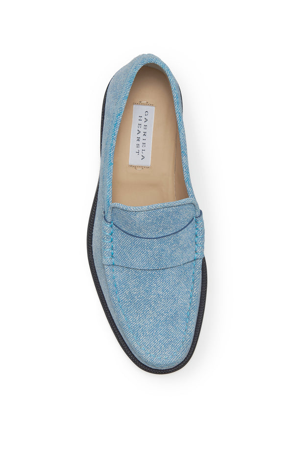 Gabriela Hearst Seren Loafer In Light Blue Suede Denim